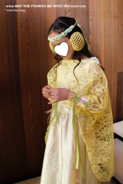 DIY Padme Amidala Picnic Dress Costume. Check out all our other Star Wars costumes on our blog! #amidala #starwars #starwarsparty #maythefourthbewithyou #starwarsbirthday #starwarscostume #halloweencostume #padmeamidala #cosplay maythefourthbewithyoupartyblog.com