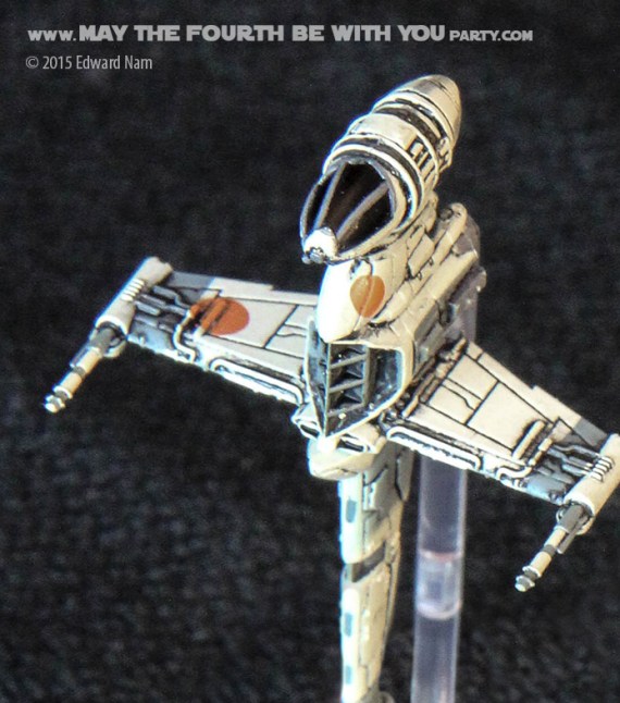 B-wing. Star Wars X-Wing Miniatures Game /// We add new Star Wars fun on our blog every week! /// #starwars #theforceawakens #xwingminiaturesgame #boardgames #review #bwing /// maythefourthbewithyoupartyblog.com