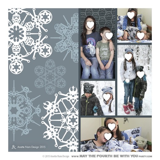 Star Wars themed Christmas Card with Star Wars Snowflakes by Anette Nam Design /// We add new Star Wars crafts to our blog every week! /// #starwars #theforceawakens #snowflake #christmascard /// maythefourthbewithyoupartyblog.com