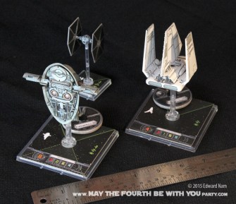 Slave 1 Imperial Shuttle TIE Fighter. Star Wars X-Wing Miniatures Game /// We add new Star Wars fun on our blog every week! /// #starwars #theforceawakens #xwingminiaturesgame #boardgames #review #xwing #slave1 #imperialshuttle #tiefighter/// maythefourthbewithyoupartyblog.com