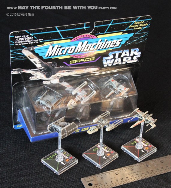 X-Wing Y-wing TIE Fighter Micromachines. Star Wars X-Wing Miniatures Game /// We add new Star Wars fun on our blog every week! /// #starwars #theforceawakens #xwingminiaturesgame #boardgames #review #xwing #ywing #tiefighter #micromachines /// maythefourthbewithyoupartyblog.com