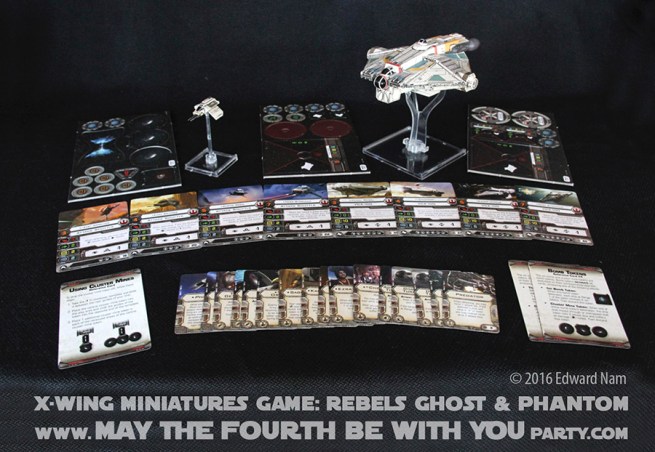 Star Wars X-Wing Miniatures Game: Rebels Ghost and Phantom /// We add new Star Wars fun on our blog every week! /// #starwars #theforceawakens #xwingminiaturesgame #boardgames #review #xwing #rebels #starwarsrebels #miniature #ghost #phantom #hera /// maythefourthbewithyoupartyblog.com