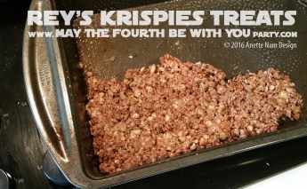 Star Wars Food: Rey’s Krispies Treats // Check out our blog for lots of Star Wars Party food recipes and downloadable labels! Great for a Birthday Party or a May the Fourth be with you Party // #starwars #starwarsparty #theforceawakens #maythefourthbewithyou #starwarsbirthday #starwarsfood #ricekrispiestreats #ricekrispies #ricecrispytreats #chocolate #rey #puns #geek #nerd #daisyridley // maythefourthbewithyoupartyblog.com