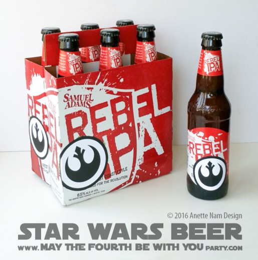 Star Wars Food: Rebel Beer /// Check out our blog for lots of Star Wars Party food recipes and downloadable labels! Great for a Birthday Party or a May the Fourth be with you Party. /// #starwars #starwarsparty #theforceawakens #rogueone #rebels #rebel #maythefourthbewithyou #starwarsbirthday #starwarsfood #beer #rebelIPA #spacerock #notyourfathersrootbeer #samueladams #chewbacca #wookiee #chewie #millenniumfalcon // maythefourthbewithyoupartyblog.com