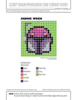 Sabine Wren Perler Pattern / We add new patterns to our blog every week! Click URL and follow us to make sure you don't miss any! / Star Wars perler, hama bead, cross-stitch, knitting, Lego, pixel pattern / Note: Patterns are ©, and your work must include © if posted, and can not be sold. See blog for complete ©. #pixel #pixelart #perler #perlerbeads #hama #hamabeads #starwars #crossstitch #lego #knitting #mosaic #pattern #sabine #sabinewren #helmet #rebels maythefourthbewithyoupartyblog.com