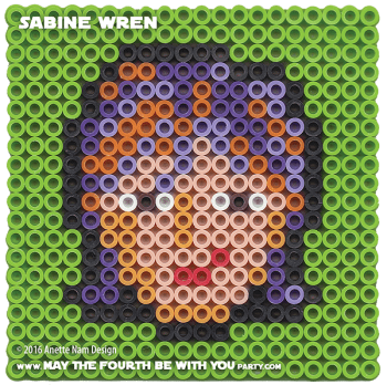 Sabine Wren Perler Pattern / We add new patterns to our blog every week! Click URL and follow us to make sure you don't miss any! / Star Wars perler, hama bead, cross-stitch, knitting, Lego, pixel pattern / Note: Patterns are ©, and your work must include © if posted, and can not be sold. See blog for complete ©. #pixel #pixelart #perler #perlerbeads #hama #hamabeads #starwars #crossstitch #lego #knitting #mosaic #pattern #sabine #sabinewren #rebels maythefourthbewithyoupartyblog.com