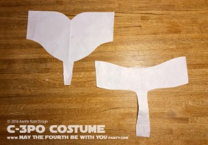 C-3PO DIY Costume and Cosplay / Check out lots more Star Wars Halloween costumes and cosplay ideas on our blog / #starwars #halloween #maythefourthbewithyou #maythe4thbewithyou #costume #ducttape #cosplay #diy #pattern #sewing #theforceawakens #c3po #droid #geek #nerd #spraypaint #gold / maythefourthbewithyoupartyblog.com