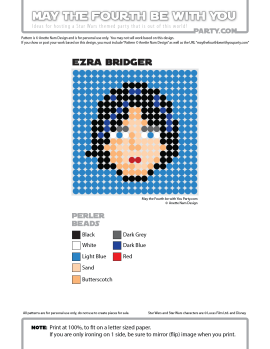 Ezra Bridger Perler Pattern / We add new patterns to our blog every week! Click URL to follow us to make sure you don't miss any! / Star Wars perler, hama bead, cross-stitch, knitting, Lego, pixel pattern / Patterns are ©. Your work must include © if posted, and can not be sold. See blog for complete ©. #pixel #pixelart #perler #perlerbeads #hama #hamabeads #artkal #fusebeads #starwars #crossstitch #lego #knitting #mosaic #ezrabridger #rebels #starwarsrebels maythefourthbewithyoupartyblog.com