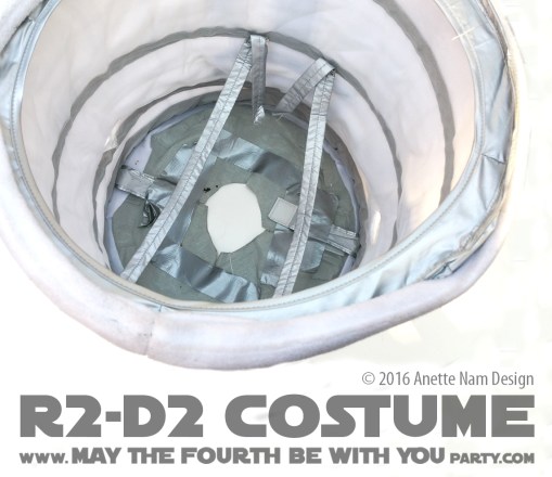 R2-D2 Costume and Cosplay / Check out lots more Star Wars Halloween costumes and cosplay ideas on our blog / #starwars #halloween #maythefourthbewithyou #maythe4thbewithyou #costume #ducttape #cosplay #diy #pattern #sewing #theforceawakens #r2d2 #droid #geek #nerd #fleece / maythefourthbewithyoupartyblog.com