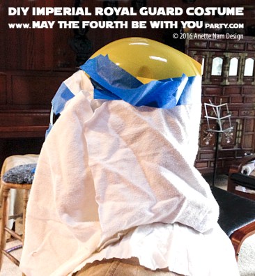 Imperial Guards DIY Costume and Cosplay / Check out lots more Star Wars Halloween costumes and cosplay ideas on our blog / #starwars #halloween #maythefourthbewithyou #maythe4thbewithyou #costume #ducttape #cosplay #diy #pattern #sewing #royalguard #imperialgaurd #redguard #geek #nerd #spraypaint / maythefourthbewithyoupartyblog.com