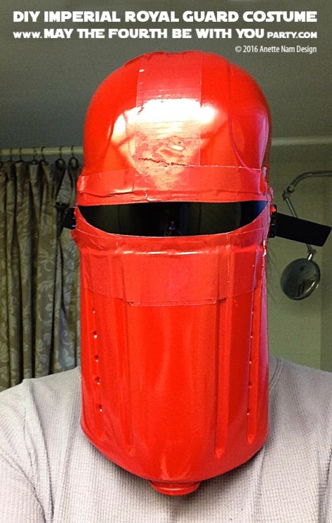 Imperial Guards DIY Costume and Cosplay / Check out lots more Star Wars Halloween costumes and cosplay ideas on our blog / #starwars #halloween #maythefourthbewithyou #maythe4thbewithyou #costume #ducttape #cosplay #diy #pattern #sewing #royalguard #imperialgaurd #redguard #geek #nerd #spraypaint / maythefourthbewithyoupartyblog.com