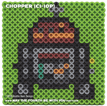 Chopper C1-10P Perler Pattern / We add new patterns every week! Follow us to make sure you don't miss any! / Star Wars perler, hama bead, cross-stitch, knitting, Lego, pixel pattern / Patterns are © Your work must include © if posted, and can not be sold. See blog for complete ©. #pixel #pixelart #perler #perlerbeads #hama #hamabeads #artkal #fusebeads #starwars #crossstitch #lego #knitting #mosaic #chopper #C1-10P #rebels #starwarsrebels maythefourthbewithyoupartyblog.com