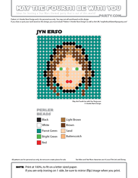 Jyn Erso Perler Pattern / We add new patterns every week! Follow us to make sure you don't miss any! / Star Wars perler, hama bead, cross-stitch, knitting, Lego, pixel pattern / Patterns are © Your work must include © if posted, and can not be sold. See blog for complete ©. #pixel #pixelart #perler #perlerbeads #hama #hamabeads #artkal #fusebeads #starwars #crossstitch #lego #knitting #mosaic #jyn #jynerso #rogueone #pattern maythefourthbewithyoupartyblog.com