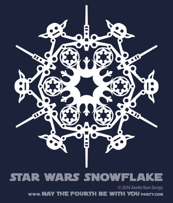 Downloadable Star Wars Snowflakes /// We add new Star Wars crafts to our blog every week! Design is copyrighted and for personal use only. See blog for details. /// #starwars #star wars #snowflake #paperart #downloadable #cutpaper #silhouette #silhouettecameo #silkscreen #paper #papercraft /// maythefourthbewithyoupartyblog.com