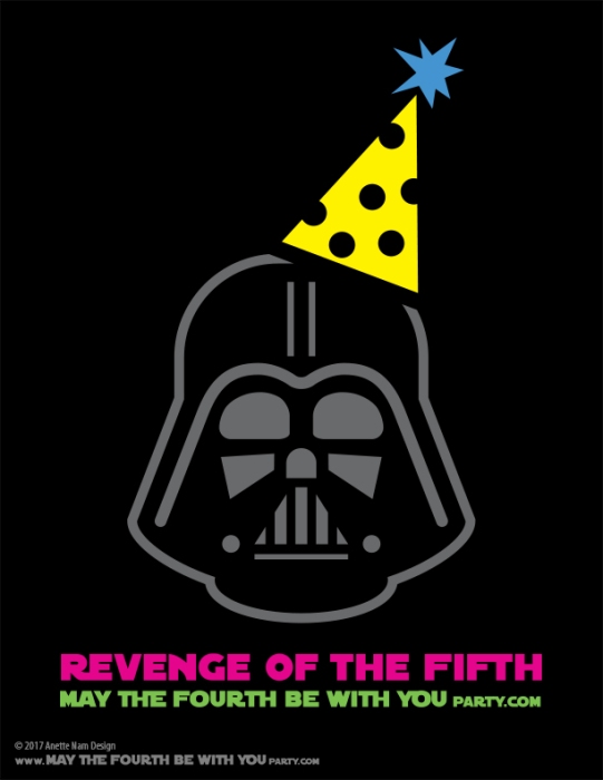 DIY Darth Vader Revenge of the Fifth T-shirt/Stencil Pattern. This and many other patterns can be downloaded FREE from our blog. / Note: Patterns are ©, and your work must include © if posted, and can not be sold. See blog for complete ©/ #darthvader #starwars #tshirt #starwarsparty #rogueone #maythefourthbewithyou #maythe4th #maythefourth #revengeofthefifth #starwarscostume #pattern #maythe4thbewithyou #stencil #silkscreen #silhouettecameo maythefourthbewithyoupartyblog.com
